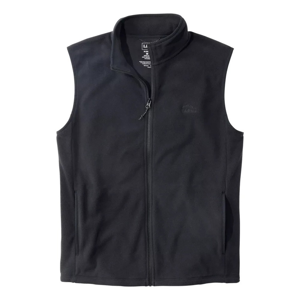 LL Bean All Access Fleece Vest Mens Medium Black Full Zip Slightly Fitted Pocket